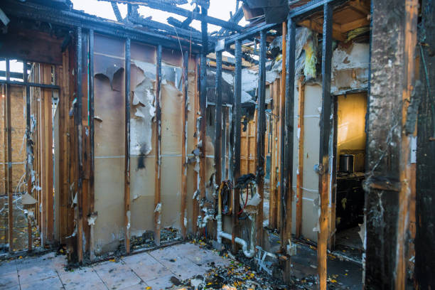 Professional Emergency Fire Damage Restoration technician working in Dennison, MN